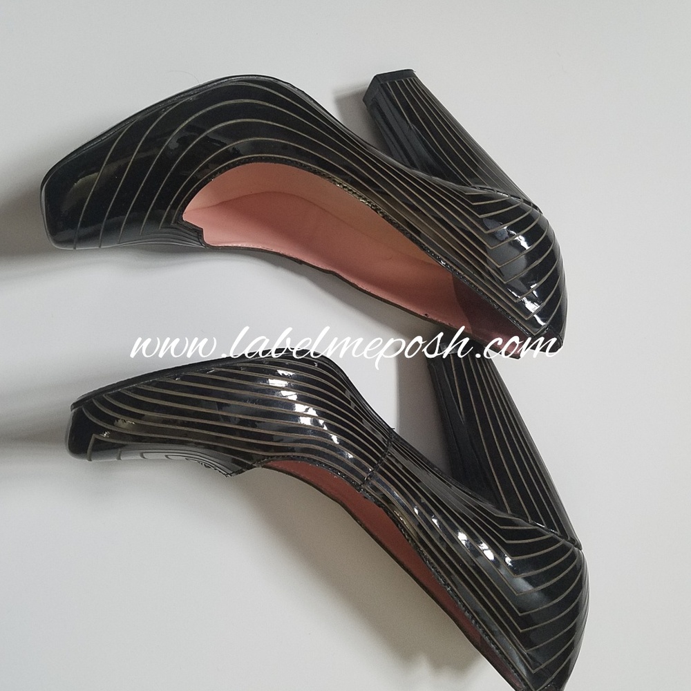 💣💣Pinstripe block HEEL 6.5 Laser Pump/ Sz 36